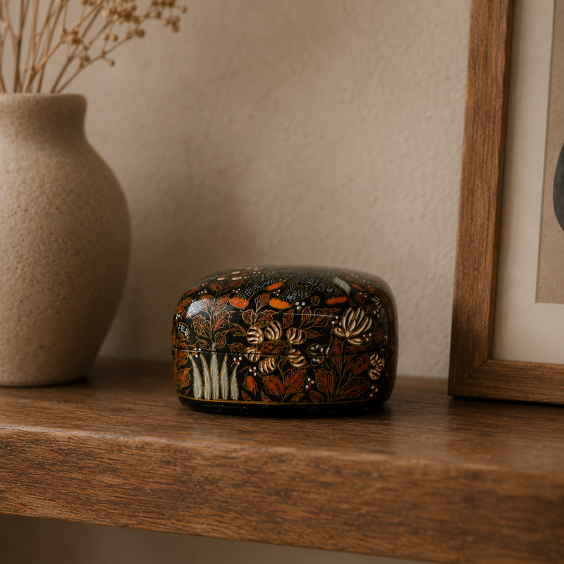 Hand-Painted Lacquer Jewelry Box 