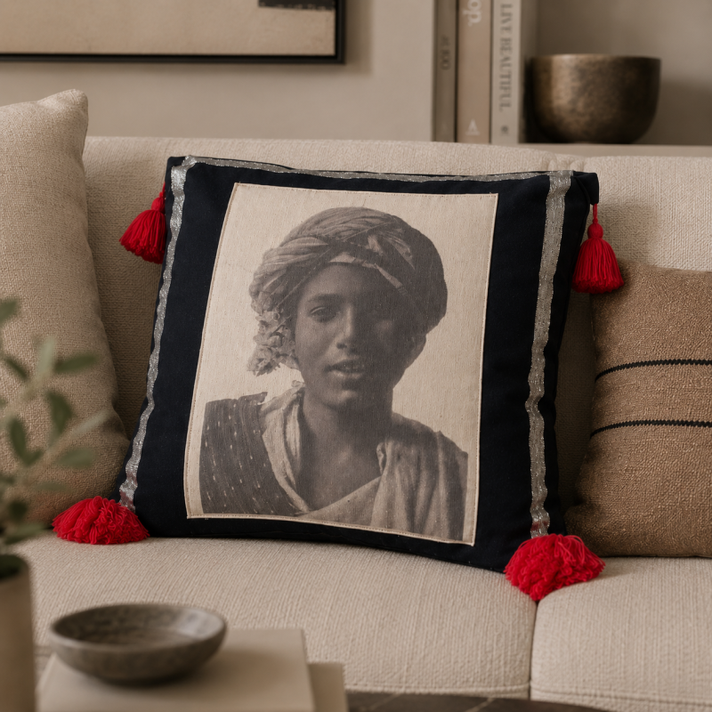 Red Tassel Portrait Cushion