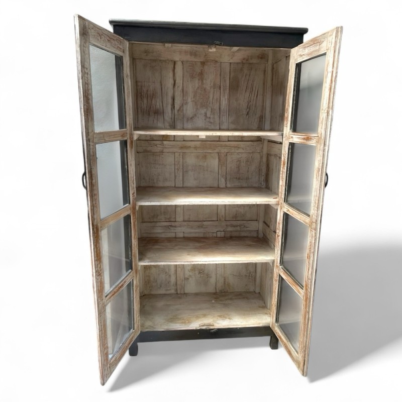 Vintage Double-Door Glass Cabinet