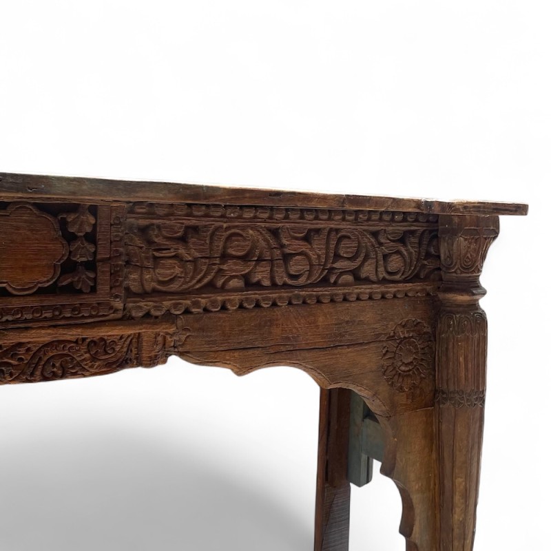 Ornate Hand-Carved Wooden Console Table