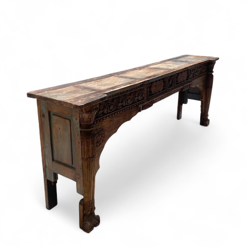 Ornate Hand-Carved Wooden Console Table