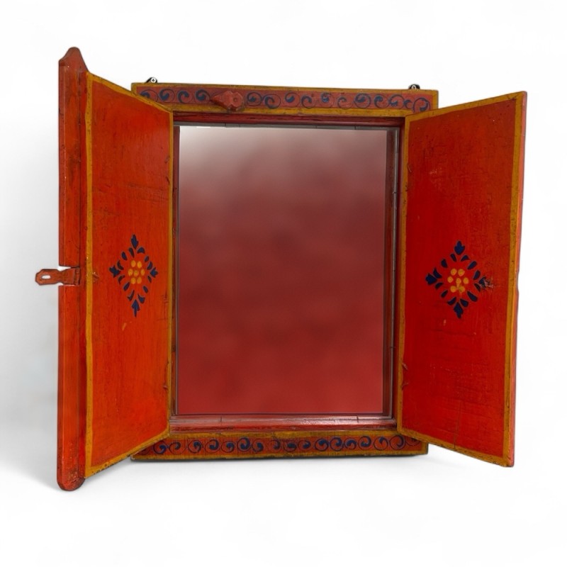Hand-Painted Rajasthani Mirror Cabinet