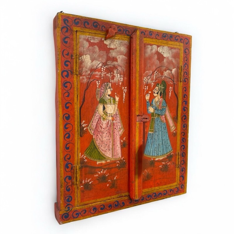 Hand-Painted Rajasthani Mirror Cabinet
