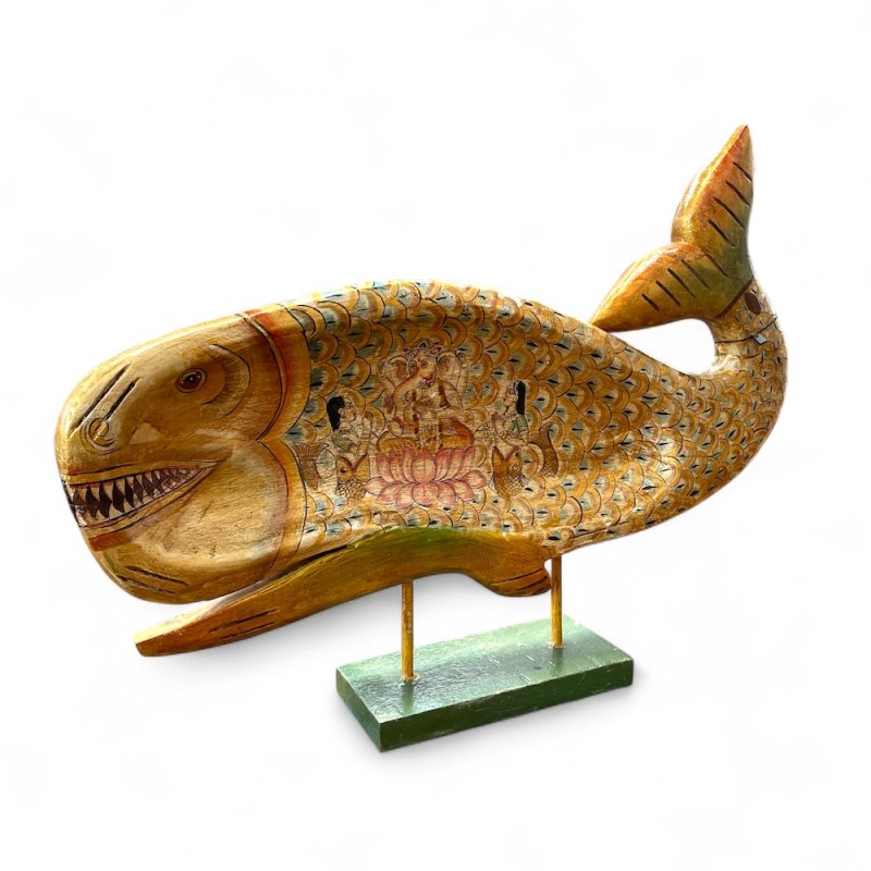 Hand-Painted Ganesha Fish Sculpture