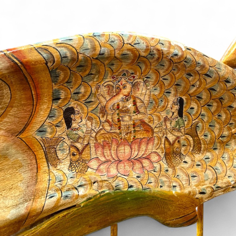 Hand-Painted Ganesha Fish Sculpture