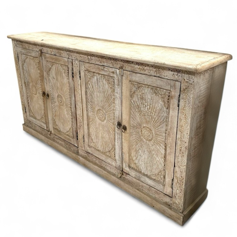 Hand-Carved Sunburst Sideboard