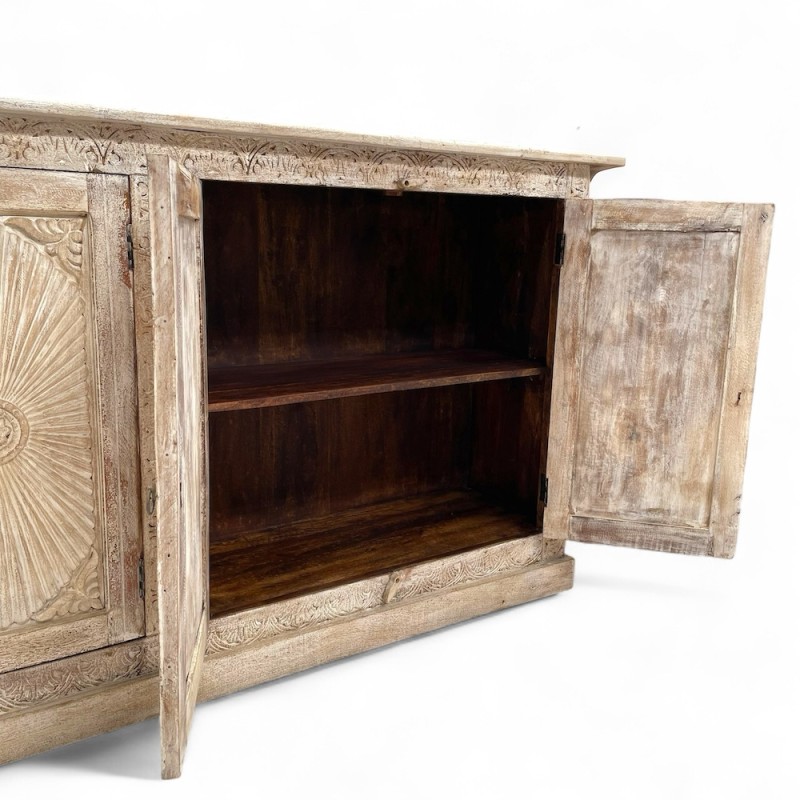 Hand-Carved Sunburst Sideboard