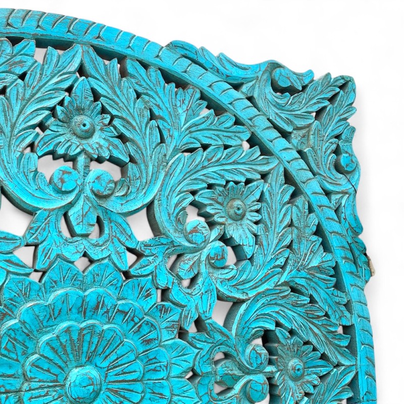 Turquoise Floral Carving Panel