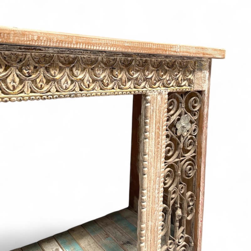 Vintage Wood Console with Iron Accents