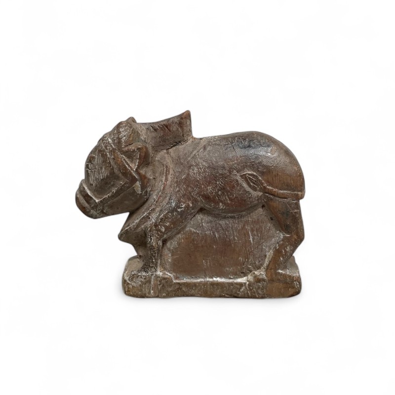 Hand-Carved Wooden Bull Figures