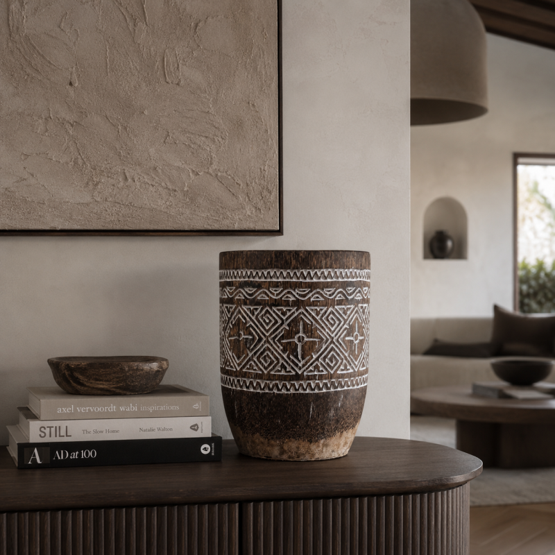 Antique Palm Wood Pot