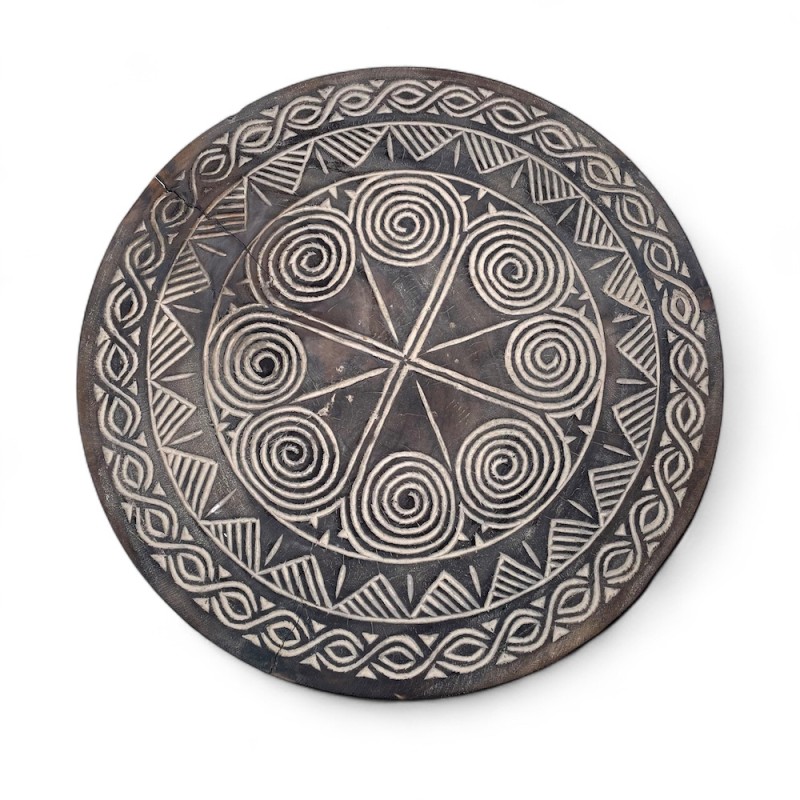 Tribal Carved Pedestal Table