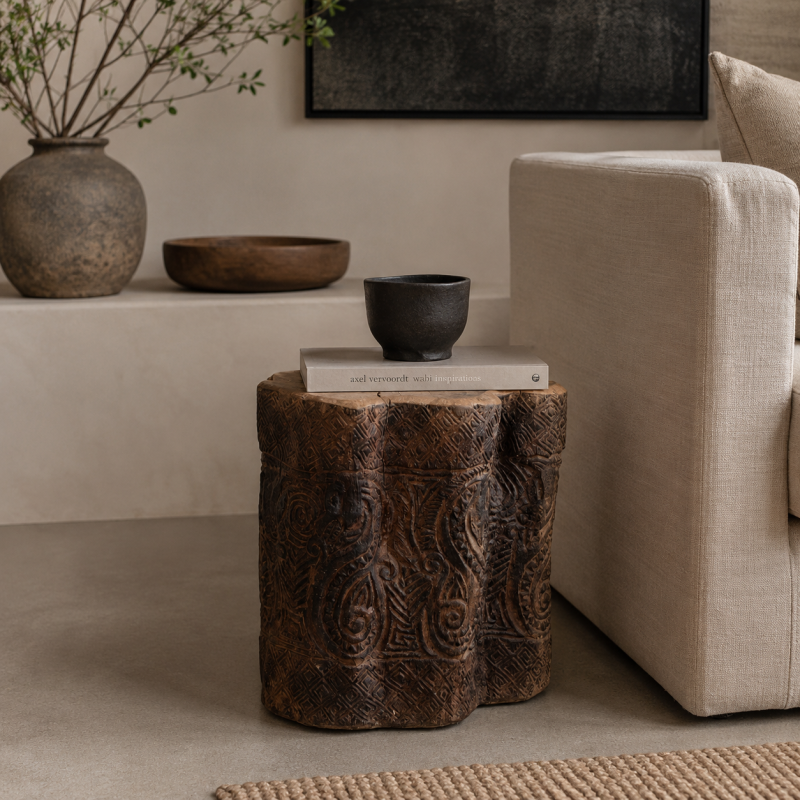 Carved Wooden Side Table