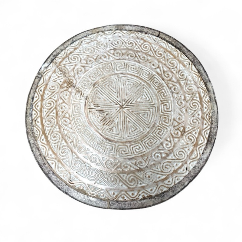 Tribal Carved Drum Table