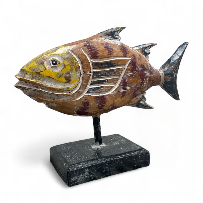 Hand-Carved Wooden Fish Sculpture