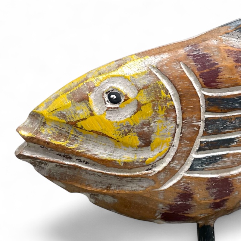 Hand-Carved Wooden Fish Sculpture