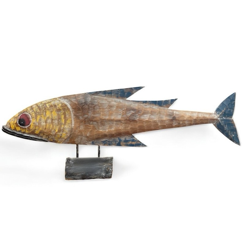 Hand-Carved Wooden Fish Sculpture