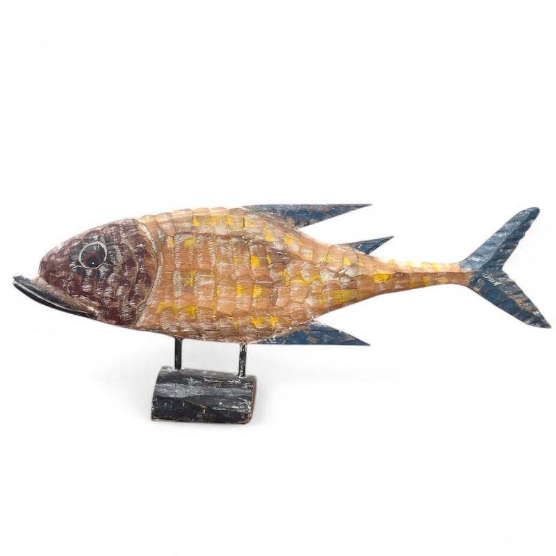 Hand-Carved Wooden Fish Sculpture