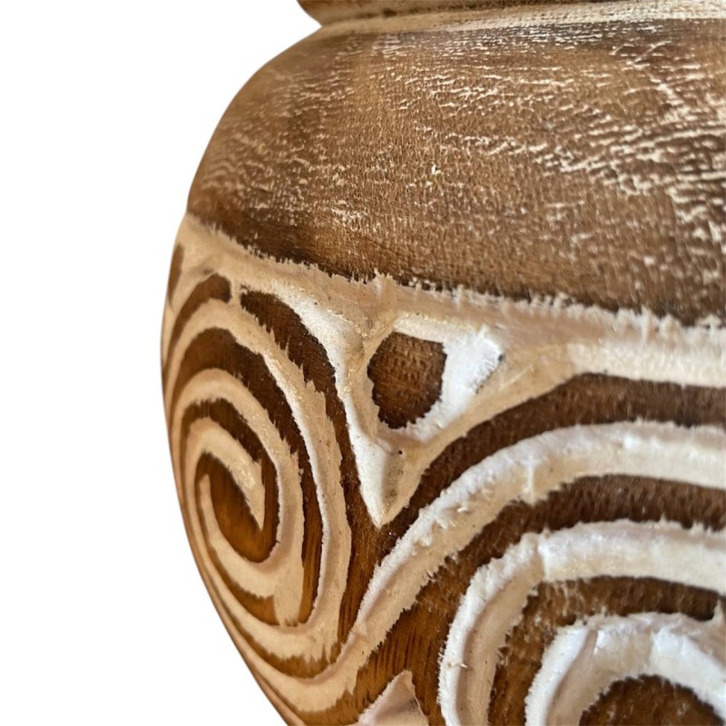 Hand-Carved Wooden Tribal Storage Vessel