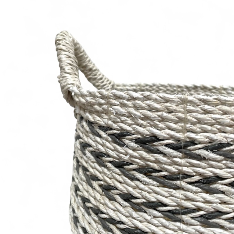 Striped Woven Storage Basket with Handles