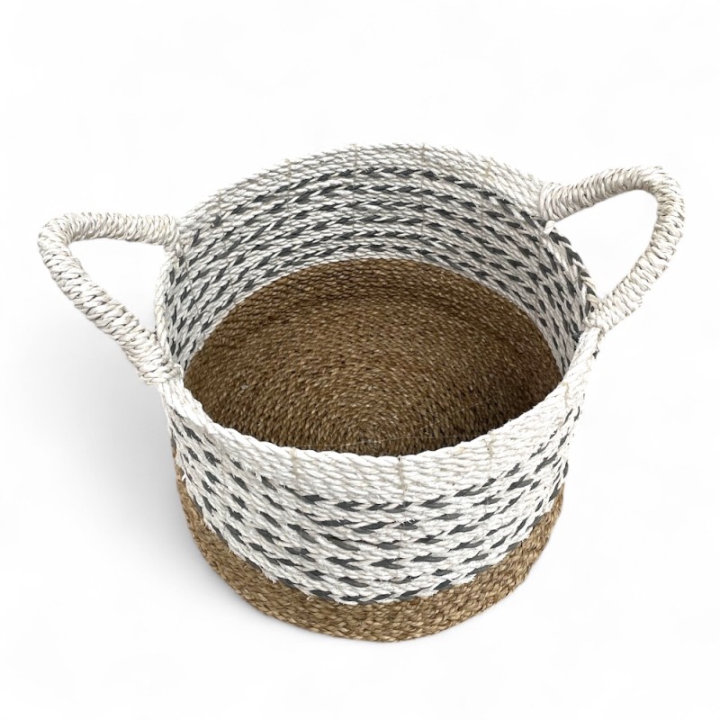 Two-Tone Seagrass & Rope Storage Basket