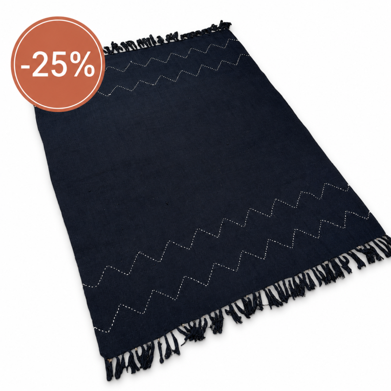  Handwoven Black Cotton Throw 