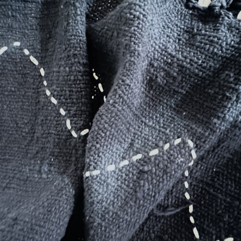  Handwoven Black Cotton Throw 