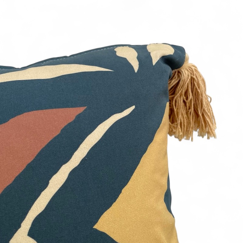 Handcrafted Geometric Cushion with Tassels