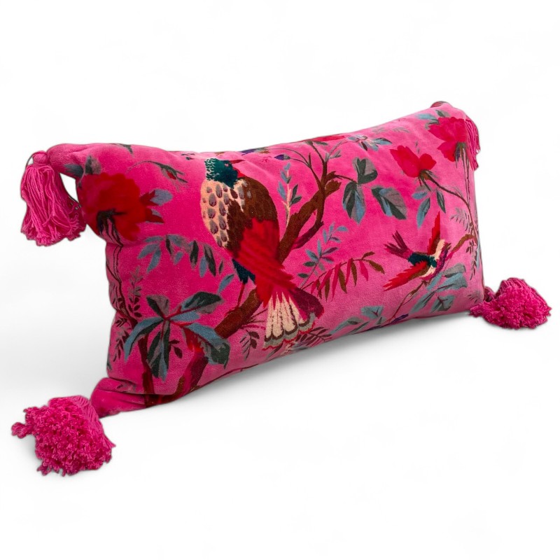 Velvet Bird Embroidered Cushion – Indonesia