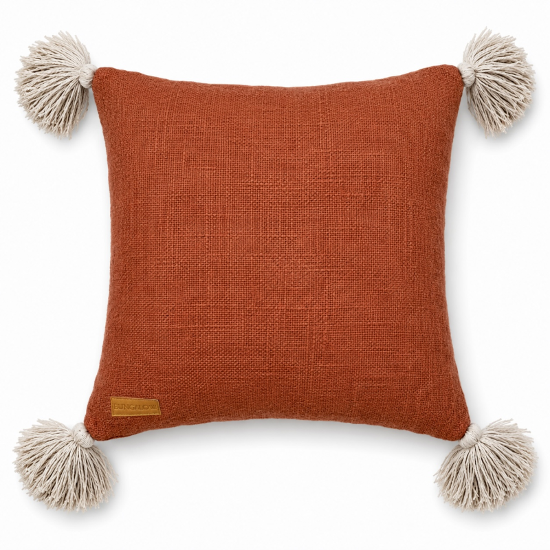 Rustic Terracotta Pillow with Tassels