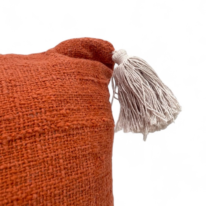 Rustic Terracotta Pillow with Tassels