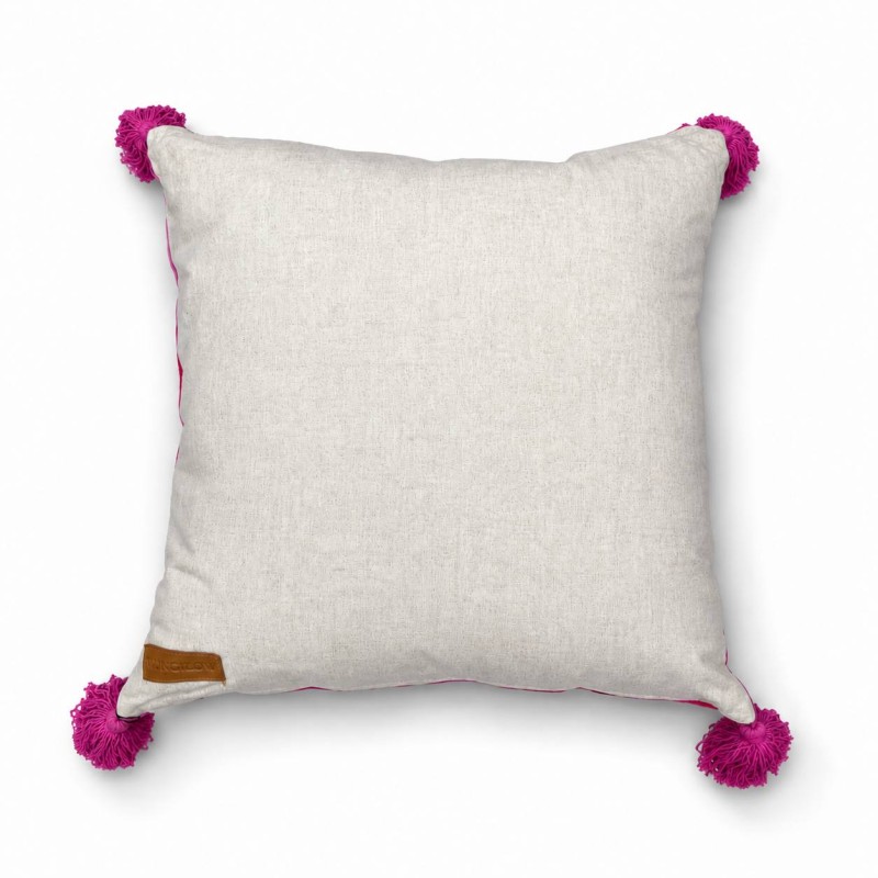 Velvet Cushion with Bird & Floral Design