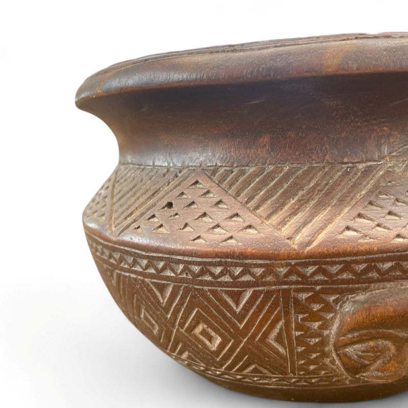 Carved African Wooden Mortar with Pestle