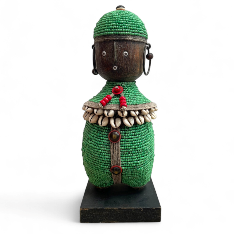 Beaded African Fertility Dolls with Cowrie Shells 
