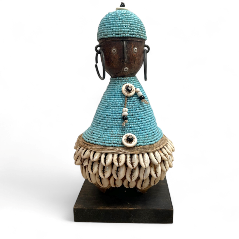 Beaded African Fertility Dolls with Cowrie Shells 
