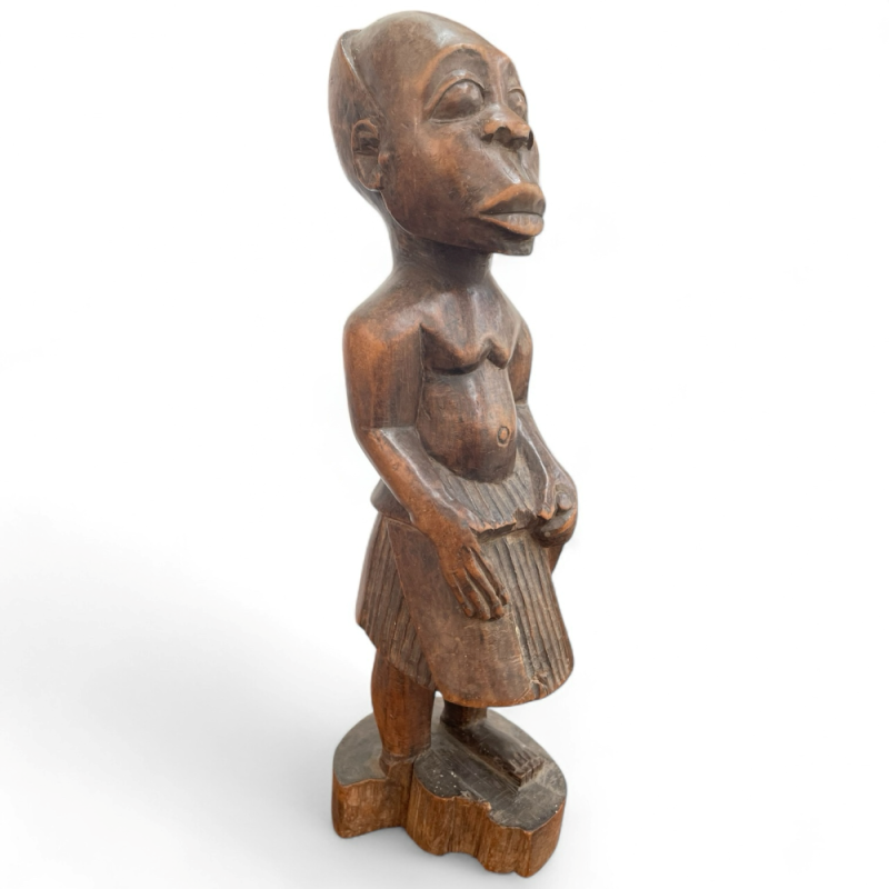 Hand-Carved African Female Wooden Statue