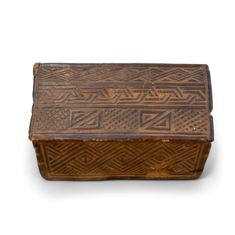 Carved African Geometric Wooden Box