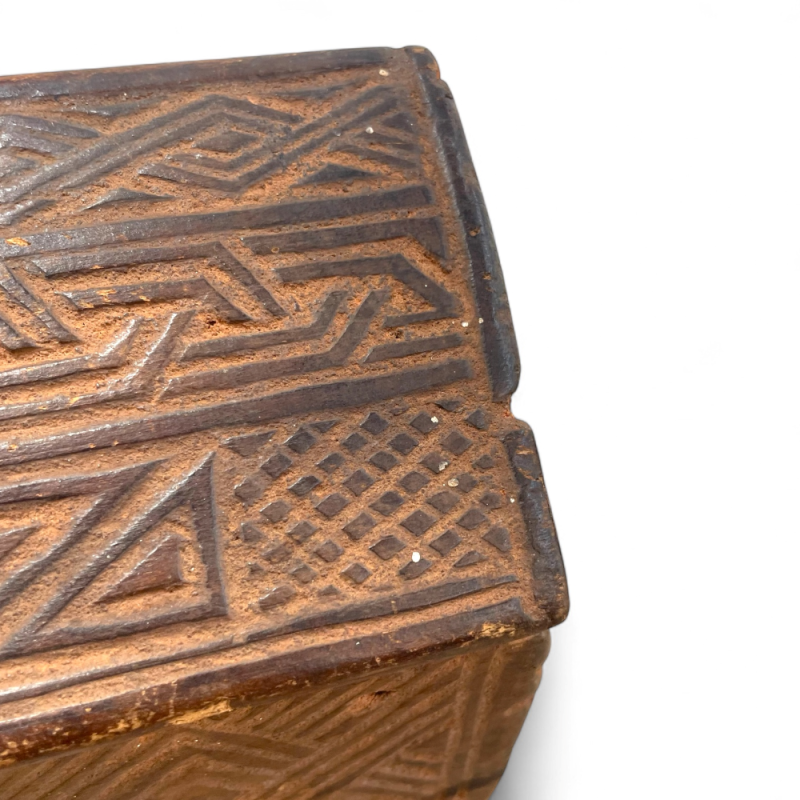 Carved African Geometric Wooden Box