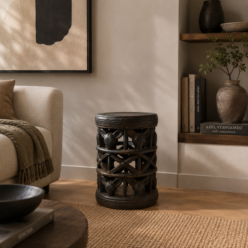 African Carved Stool 