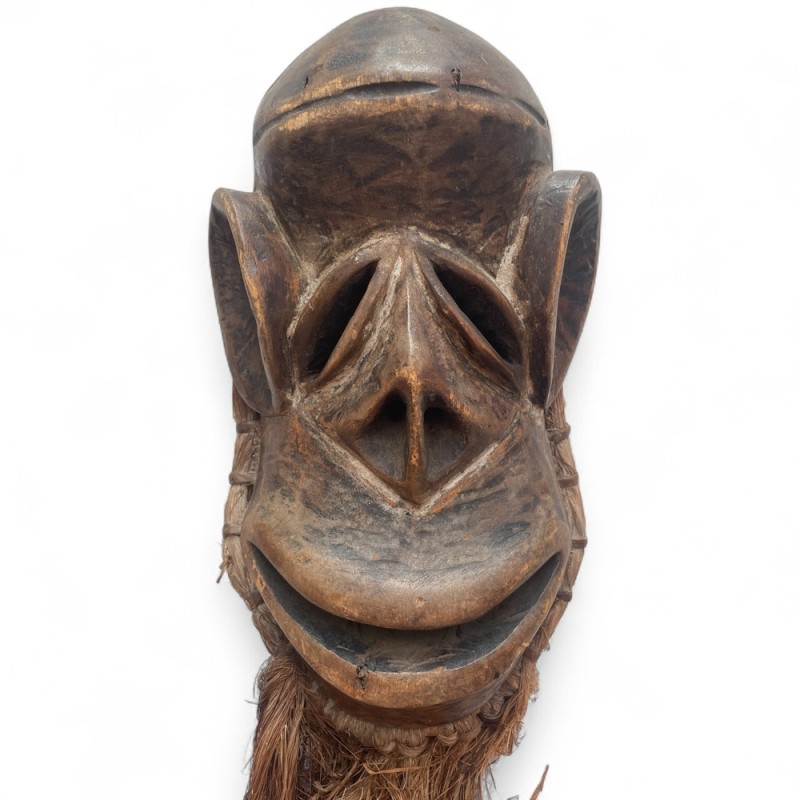  Tribal Monkey Mask with Natural Fiber Beard  