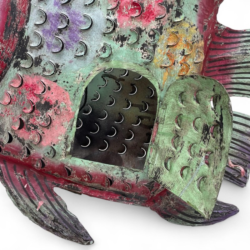 Hand-Painted Metal Fish Lantern