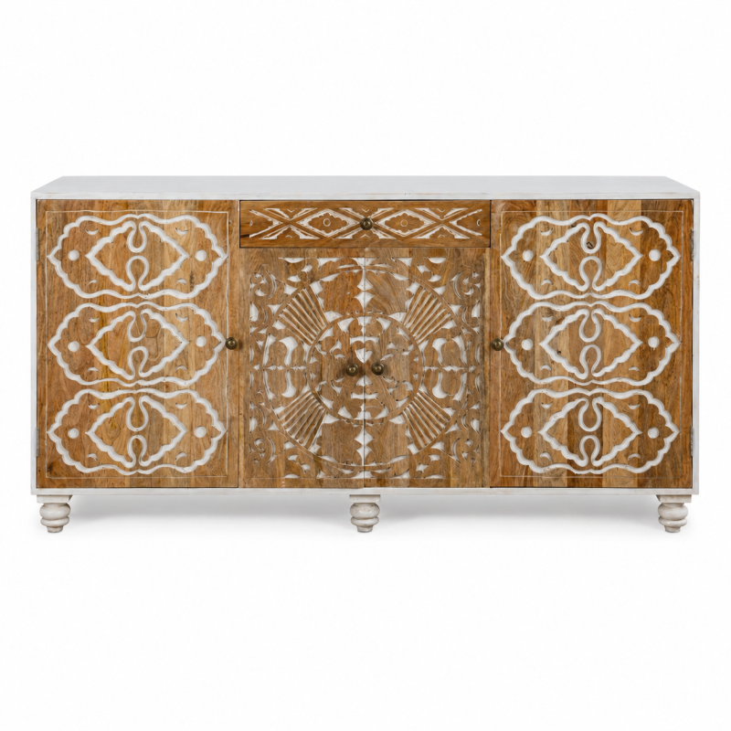 Carved Mango Wood Sideboard