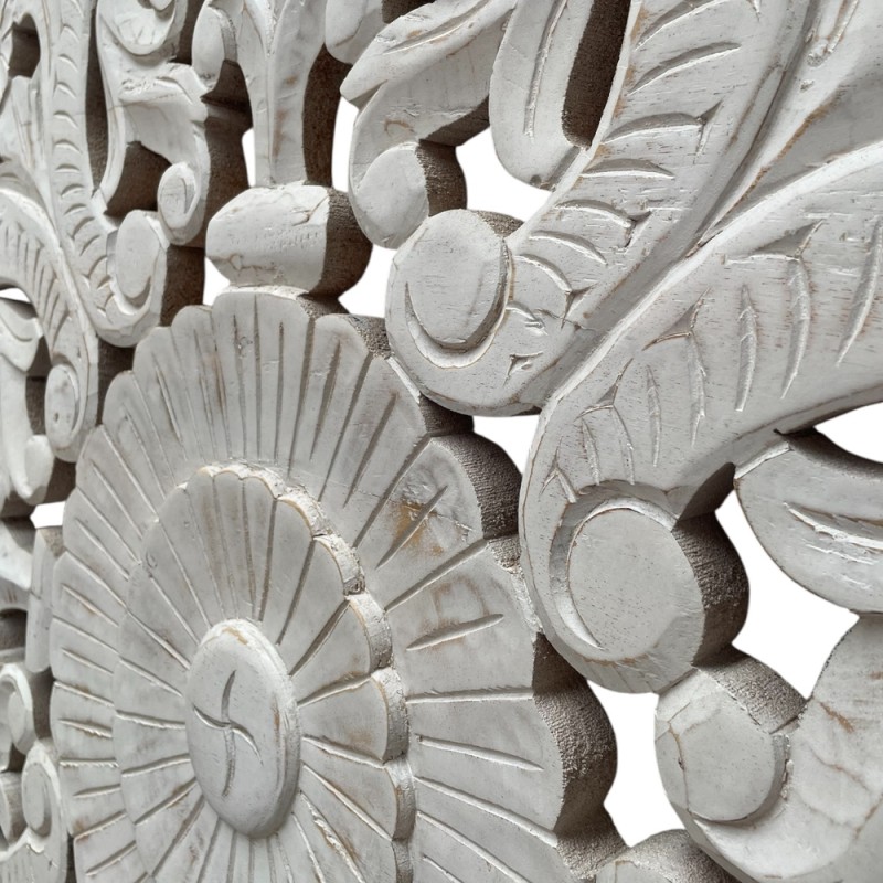 Carved Wooden Headboard – Floral Mandala Design