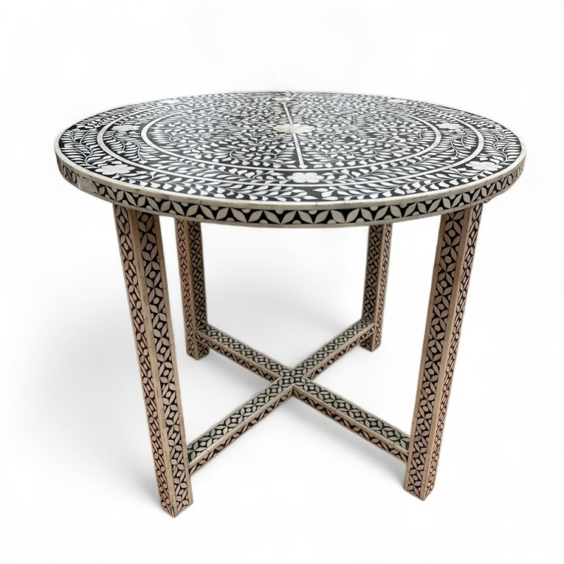 Bone Inlay Dining Set – Floral Vine Pattern