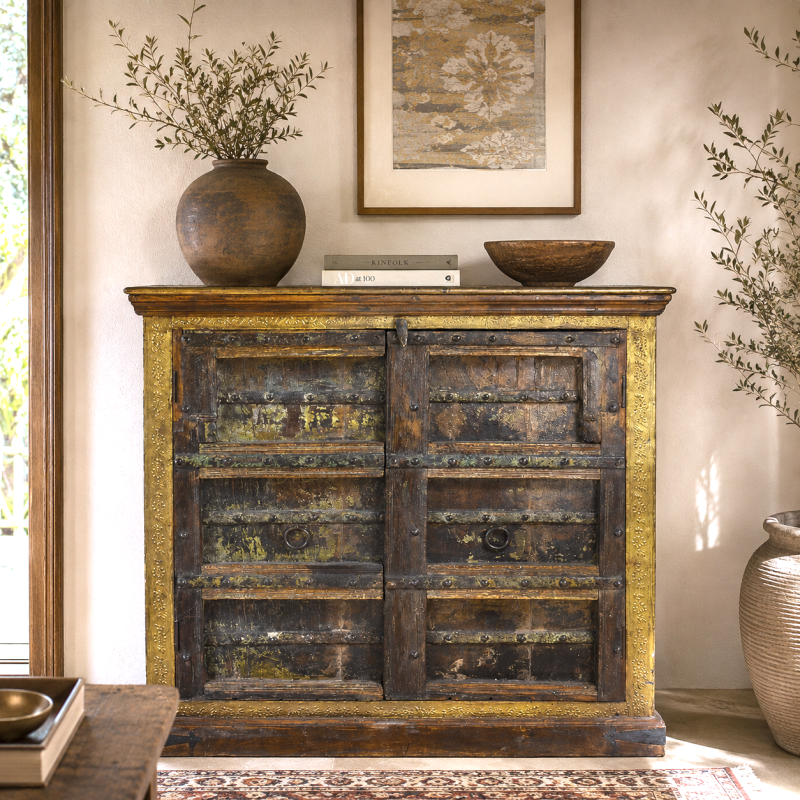 Vintage Reclaimed Indian Door Cabinet