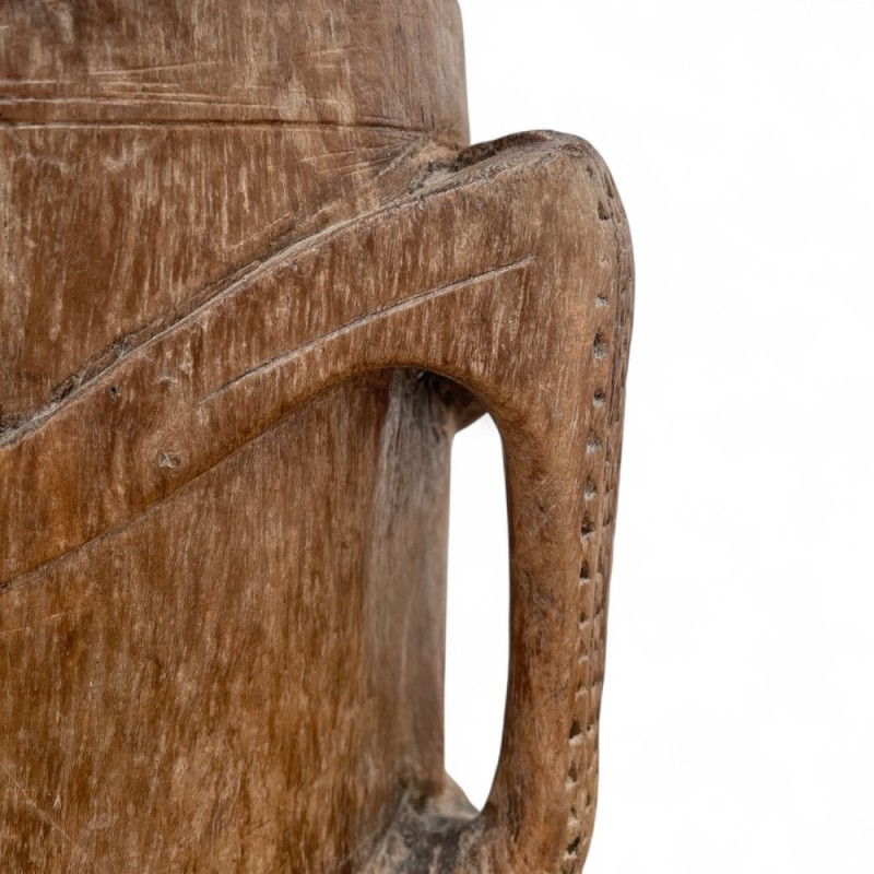 Hand-Carved Wooden Mug Vase