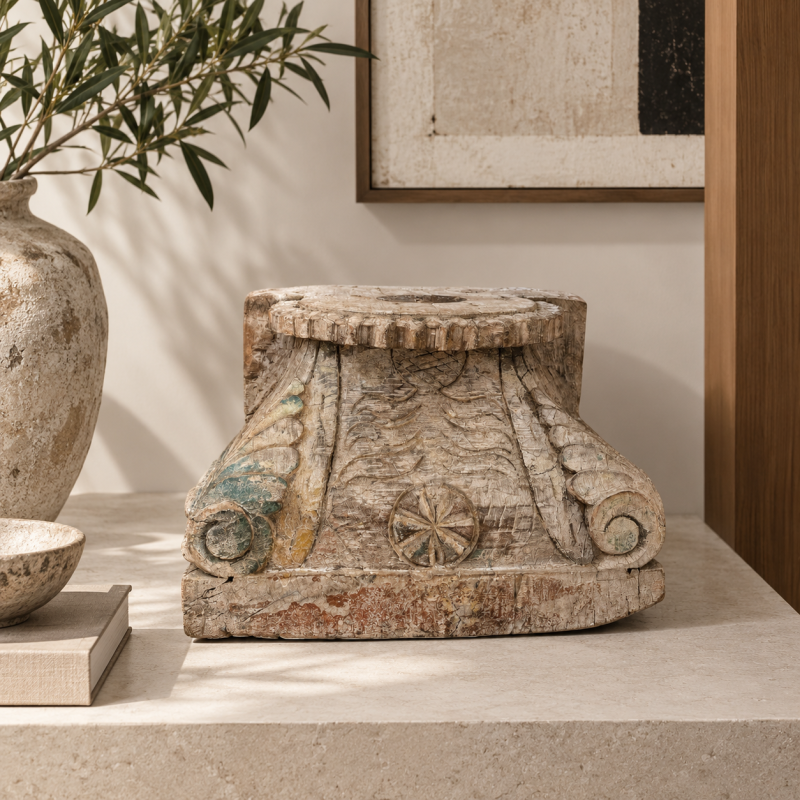 Antique Carved Wooden Pot Stand