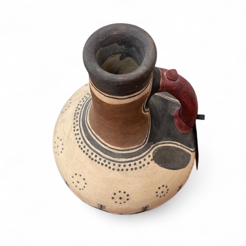 Hand-Painted Terracotta Jug with Tribal Motifs