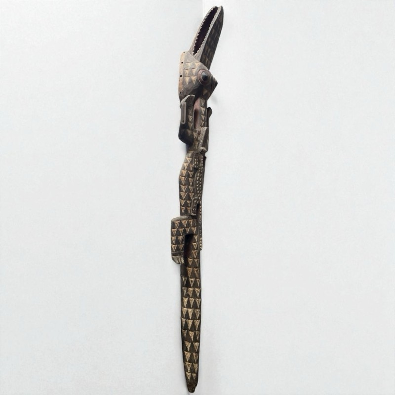 Hand-Carved Moroccan Crocodile Wall Mask