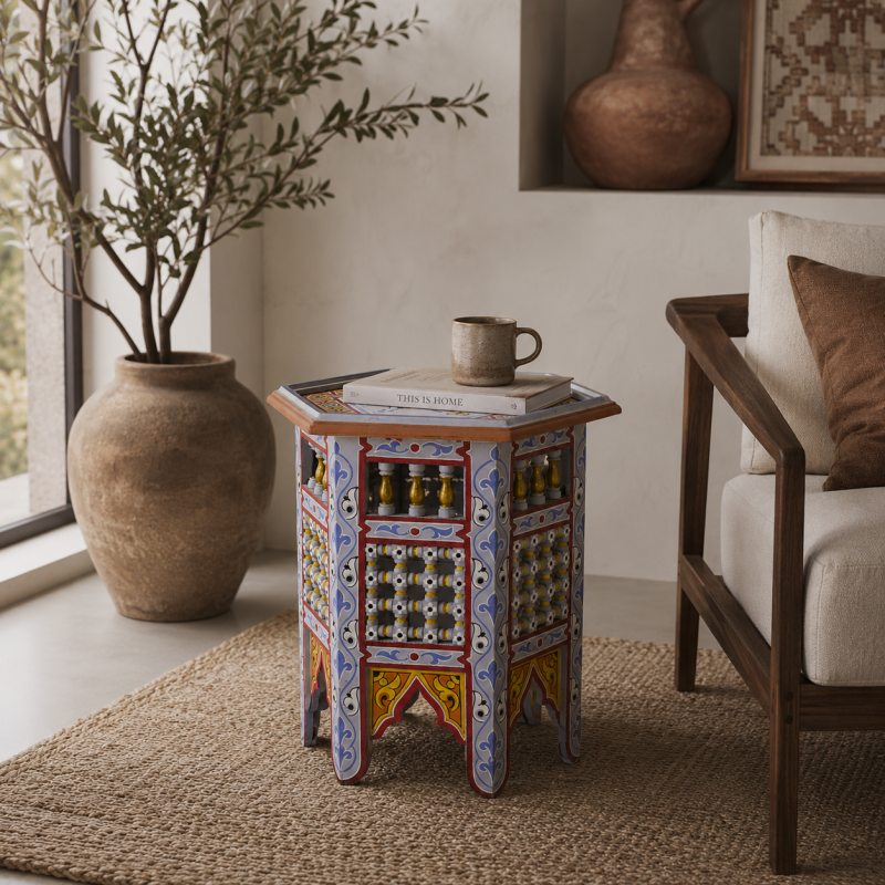 Small Painted Moroccan Table
